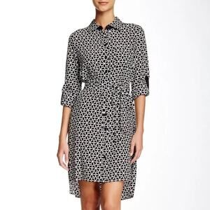 Diane Von Furstenberg | Silk Black & White Floral Daisy Prita Shirt Dress